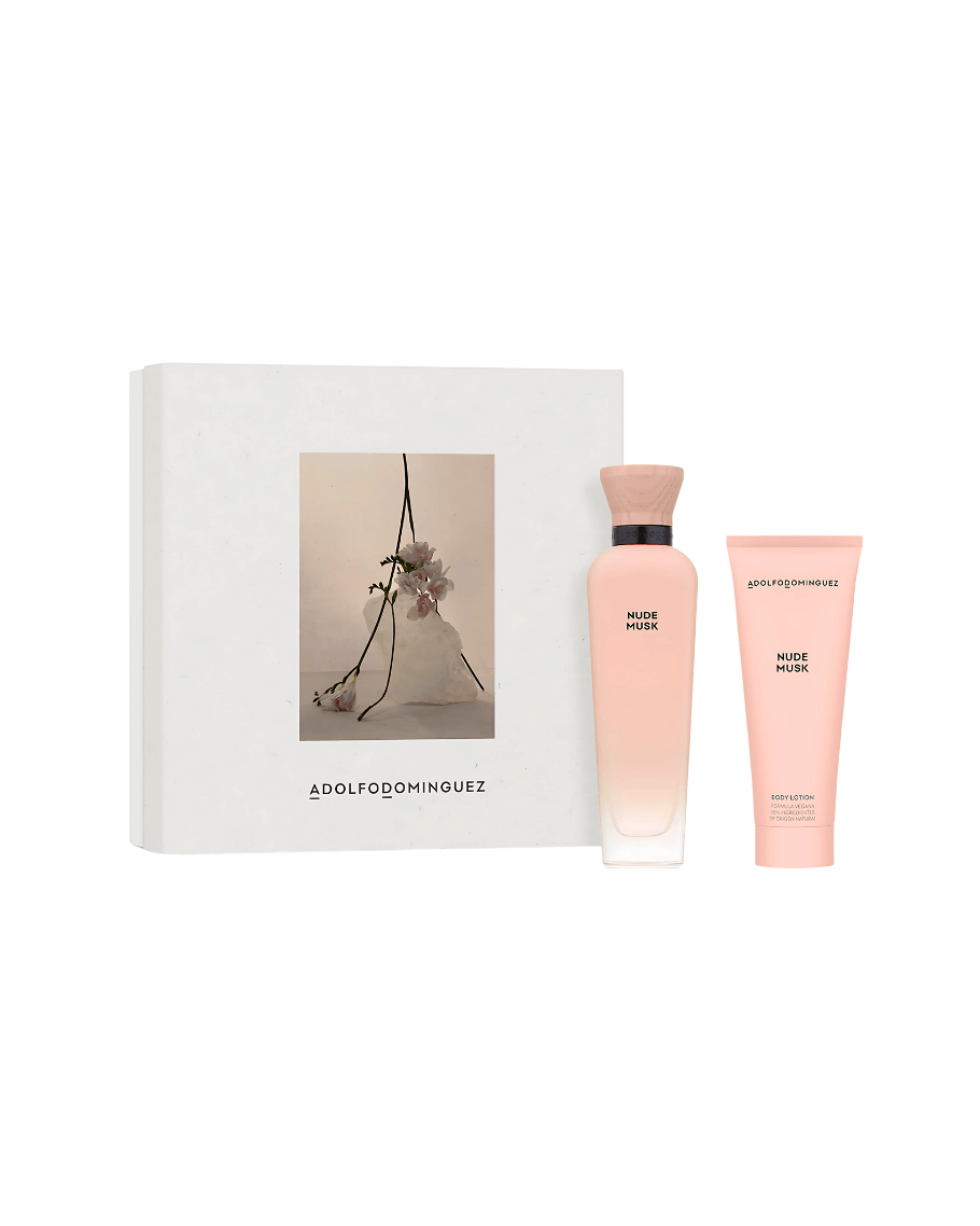 Set Adolfo Domínguez Nude Musk (perfume 120 ml + body lotion 75 ml) mujer